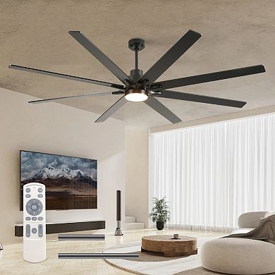 ELEMENT ACE Large 84-Inch 8-Blade Reversible Ceiling Fan with Dimmable LED Light and Remote Control