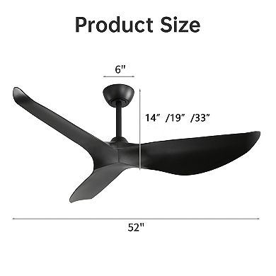 ELEMENT ACE 52 Inch Indoor Ceiling Fan with Remote Control and Reversible DC Motor for Home Use