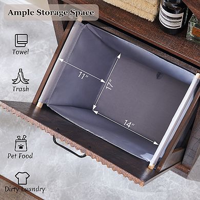 Modern Tilt-Out Trash Can Cabinet set of 2, 10 Gallon Hidden Garbage Can with Arched Fluted Door