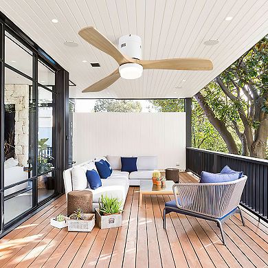 ELEMENT ACE 52 Inch Modern Flush Mount Ceiling Fan with Dimmable LED Light and Remote Control