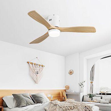 ELEMENT ACE 52 Inch Modern Flush Mount Ceiling Fan with Dimmable LED Light and Remote Control