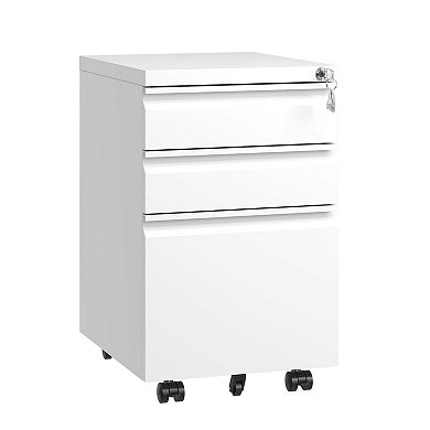 GOODSILO 3 Drawer Mobile File Cabinet with Lock for Home Office Organization