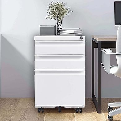 GOODSILO 3 Drawer Mobile File Cabinet with Lock for Home Office Organization