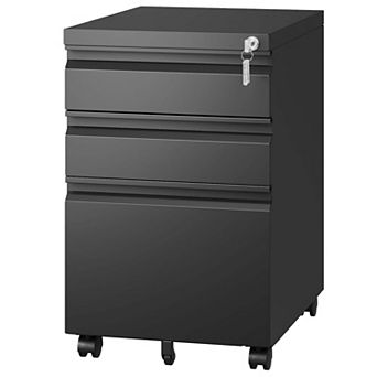 GOODSILO 3 Drawer Mobile File Cabinet with Lock for Home Office Organization