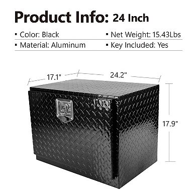 ELEMENT ACE 24" Aluminum Striped Waterproof Lockable Tool Storage Box for Truck Bed