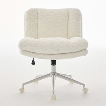 GOODSILO Ergonomic Swivel Office Chair with Plush Faux Fur Upholstery and Wide Seat Design