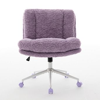 GOODSILO Ergonomic Swivel Office Chair with Plush Faux Fur Upholstery and Wide Seat Design