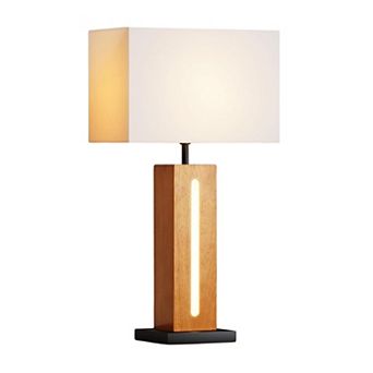 ELEMENT ACE Modern Dimmable Table Lamps Set of 2 with LED Nightlight and Linen Shades
