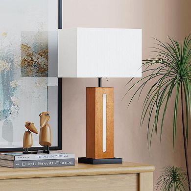 ELEMENT ACE Modern Dimmable Table Lamps Set of 2 with LED Nightlight and Linen Shades