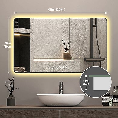 ELEMENT ACE Modern Bathroom Mirror with LED Lighting, Touch Controls, Defogging & Digital Display
