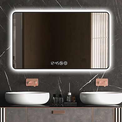 ELEMENT ACE Modern Bathroom Mirror with LED Lighting, Touch Controls, Defogging & Digital Display