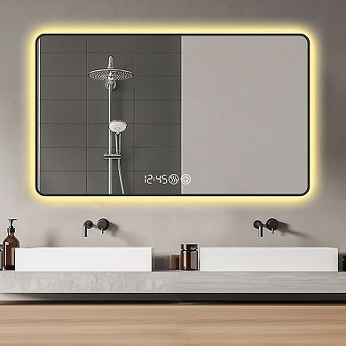 ELEMENT ACE Modern Bathroom Mirror with LED Lighting, Touch Controls, Defogging & Digital Display
