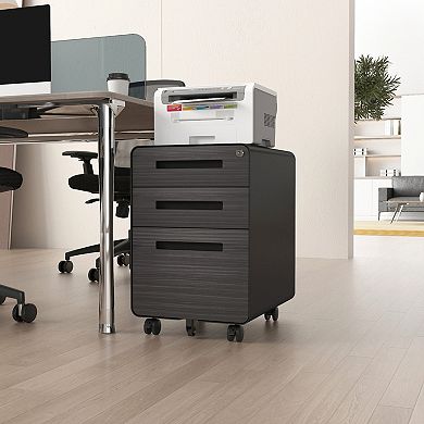 GOODSILO Mobile Three-Drawer File Cabinet with Locking Casters for Office Document Organization