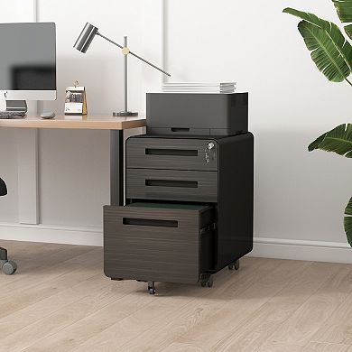 GOODSILO Mobile Three-Drawer File Cabinet with Locking Casters for Office Document Organization