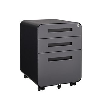 GOODSILO Mobile Three-Drawer File Cabinet with Locking Casters for Office Document Organization