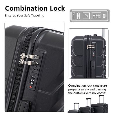 ELEMENT ACE Durable ABS Spinner Wheel Luggage Set with Retractable Handle and Combination Lock