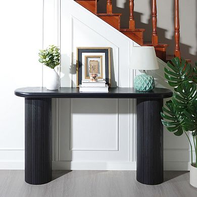 GOODSILO Modern Fluted Console Table with Ribbed Detailing, Slim Entryway Sofa Table