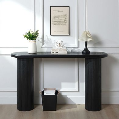 GOODSILO Modern Fluted Console Table with Ribbed Detailing, Slim Entryway Sofa Table