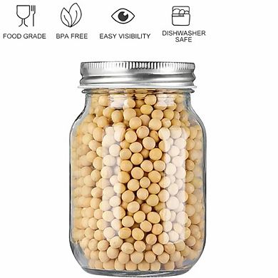 Glass Mason Jars Regular Mouth With Lids ( 4 PACK )