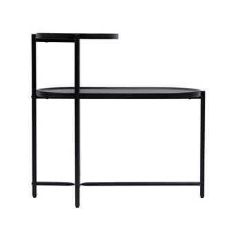 GOODSILO Modern Round Two-Tier Storage Coffee Table with Oval Shelf for Living Room