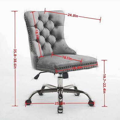 GOODSILO Modern Tufted Chenille Office Chair with Chrome Base & Adjustable Swivel