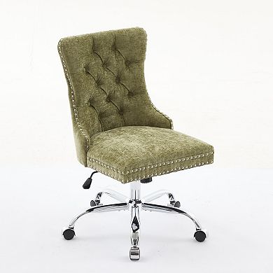 GOODSILO Modern Tufted Chenille Office Chair with Chrome Base & Adjustable Swivel