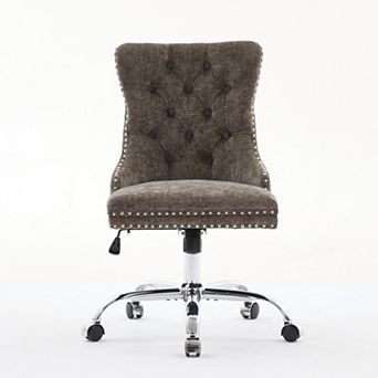 GOODSILO Modern Tufted Chenille Office Chair with Chrome Base & Adjustable Swivel