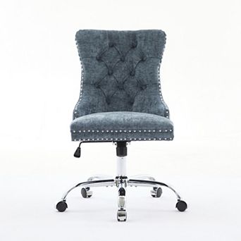 GOODSILO Modern Tufted Chenille Office Chair with Chrome Base & Adjustable Swivel