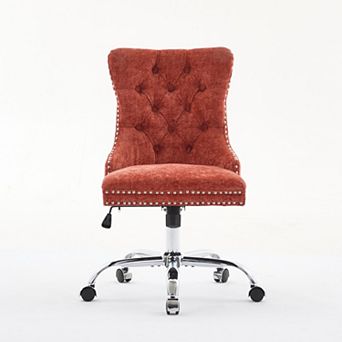 GOODSILO Modern Tufted Chenille Office Chair with Chrome Base & Adjustable Swivel