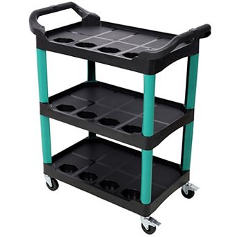 ELEMENT ACE Mobile Three-Tier Rolling Tool Storage Cart with Heavy-Duty Shelves