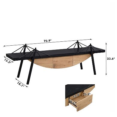 GOODSILO Modern Sailboat TV Stand Media Console with Drawer Storage