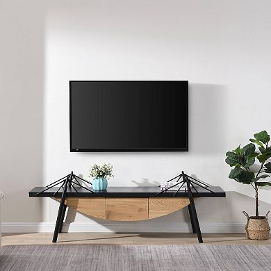 GOODSILO Modern Sailboat TV Stand Media Console with Drawer Storage