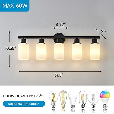 ELEMENT ACE Five-Light Modern Wall Sconce with White Glass Shades for Ambient Illumination