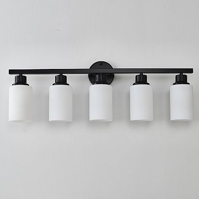 ELEMENT ACE Five-Light Modern Wall Sconce with White Glass Shades for Ambient Illumination