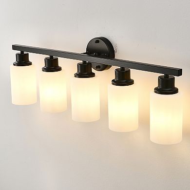 ELEMENT ACE Five-Light Modern Wall Sconce with White Glass Shades for Ambient Illumination