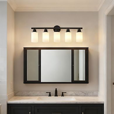 ELEMENT ACE Five-Light Modern Wall Sconce with White Glass Shades for Ambient Illumination