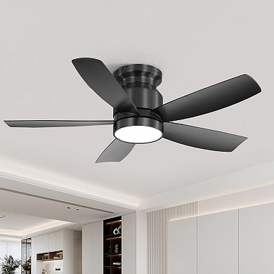 ELEMENT ACE 42 Inch Flush Mount Ceiling Fan with LED Light and Remote Control