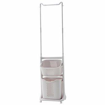ELEMENT ACE 2 tier Rolling Laundry Sorter Cart with Removable Baskets & Hanging Bar