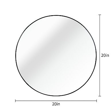 ELEMENT ACE 20 Inch Round Bathroom Mirror with Brushed Metal Frame for Modern Decor