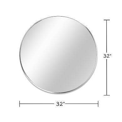 ELEMENT ACE 32 Inch Round Wall Mirror with Metal Frame for Modern Bathroom Decor