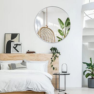 ELEMENT ACE 32 Inch Round Wall Mirror with Metal Frame for Modern Bathroom Decor