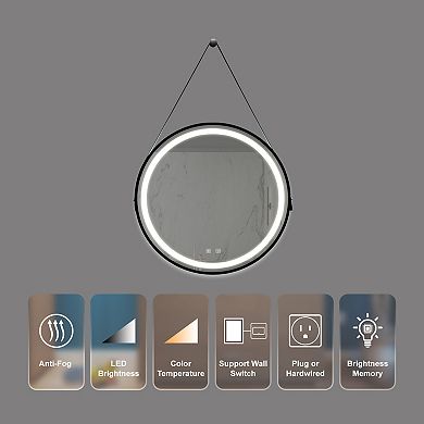 ELEMENT ACE 32-Inch Framed LED Bathroom Vanity Mirror with Anti-Fog and Adjustable Lighting