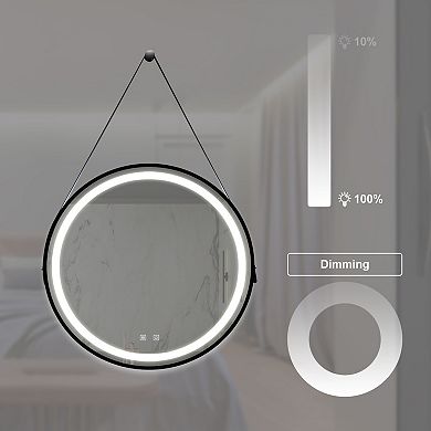 ELEMENT ACE 32-Inch Framed LED Bathroom Vanity Mirror with Anti-Fog and Adjustable Lighting