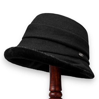 Women's Warm Winter Cloche Hat with Faux Fur Trim