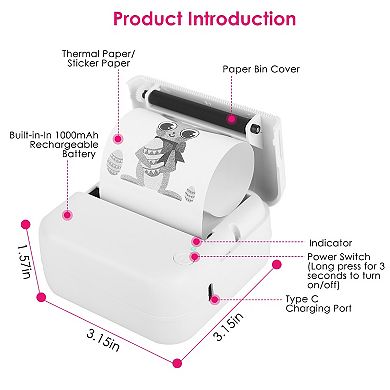 Portable Mini Wireless Thermal Printer for Stickers & Labels
