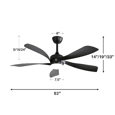 ELEMENT ACE 52" Modern Ceiling Fan with Dimmable LED Light & Remote Control for Year-Round Comfort