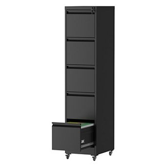 GOODSILO 5-Drawer Vertical File Cabinet with Locking Wheels and Anti-Tilt Safety Mechanism