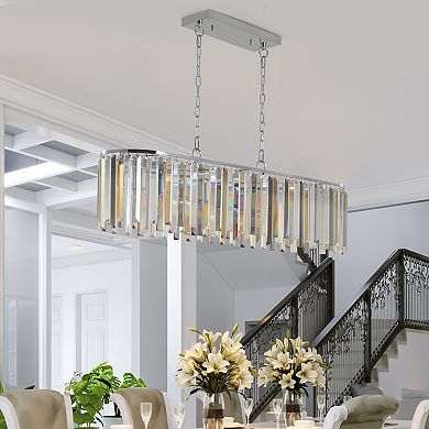 ELEMENT ACE Modern Oval Crystal Ceiling Chandelier Light Fixture Luxury Home Decor Lighting