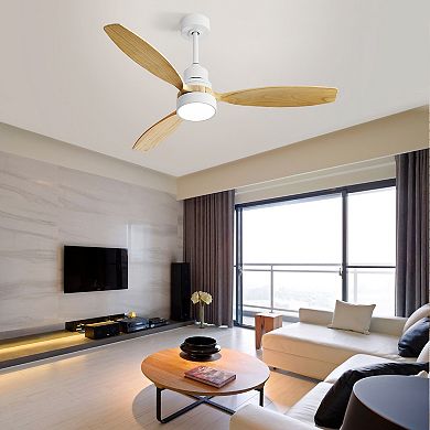 ELEMENT ACE Modern Indoor Ceiling Fan with Remote Control and LED Light Featuring Solid Wood Blades
