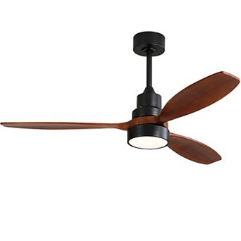ELEMENT ACE Modern Indoor Ceiling Fan with Remote Control and LED Light Featuring Solid Wood Blades